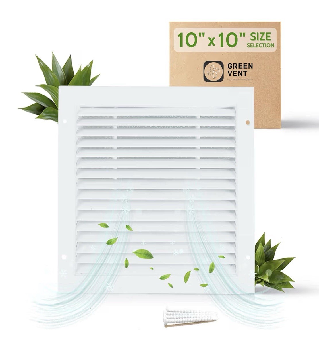 GREEN VENT Modern Air Return Grille 10×10 (Duct Opening), A10
