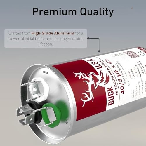 Buck Dual Run Capacitor 40/5 uF 370/440V for HVAC Air Conditioner Fan Motor