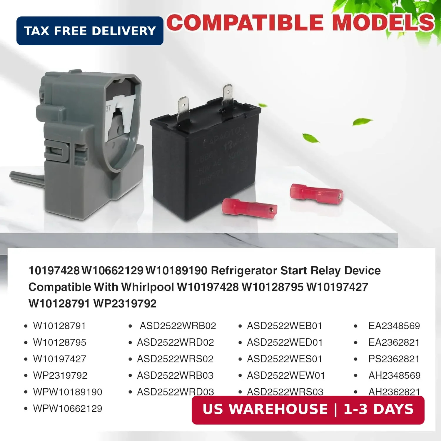 W10448874 W10197428 Start Relay Compatible Whirlpool 241941005 Refrigerator | w1