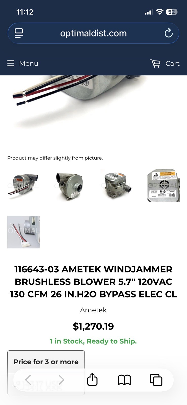 Variable speed Blower 120 Ac Main Power With0-5volt Dc Speed Control