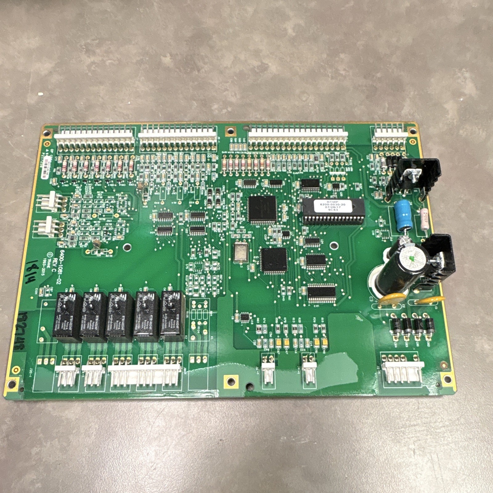 Trane HVAC Control Board PCB 6400-1081-02 Rev C 24VDC 12A 12in