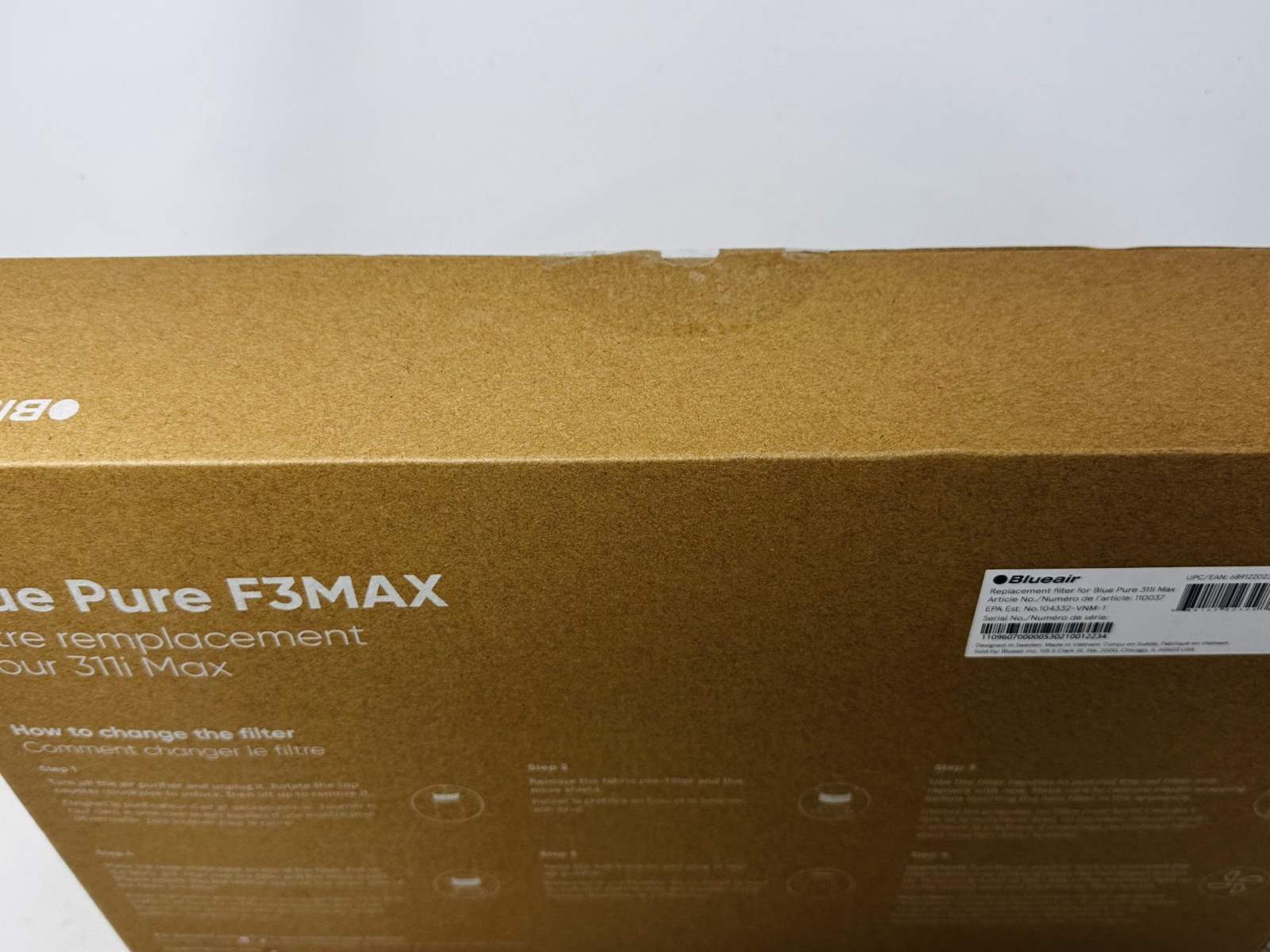 Genuine Blueair Blue Pure F3MAX+ Replacement Filter for 311i+ Max – New