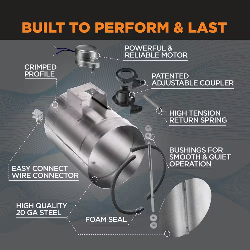6 In. Motorized Adjustable Damper, Open