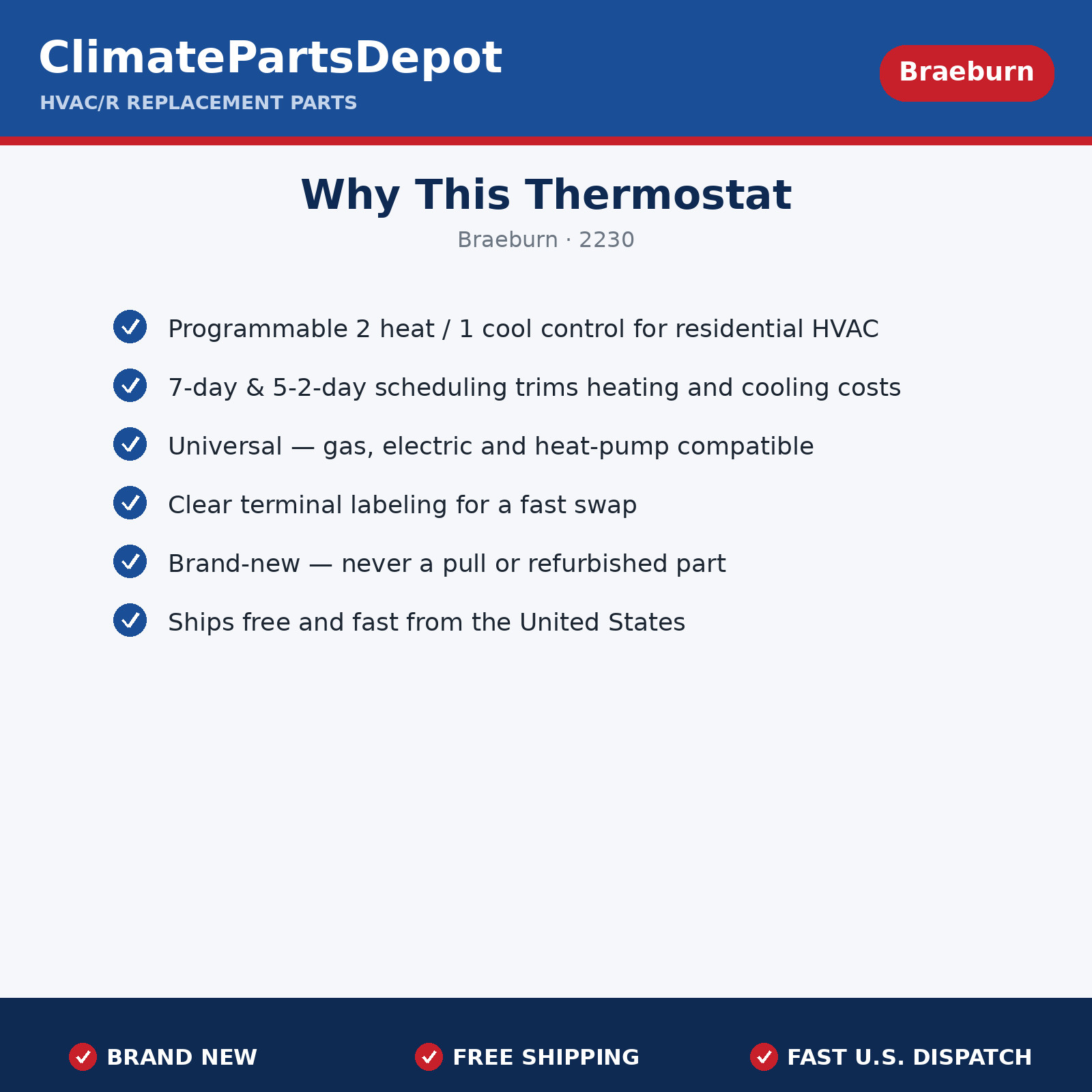 Programmable Thermostat 7-Day 2 Heat 1 Cool – Universal Heat Pump FREE SHIPPING
