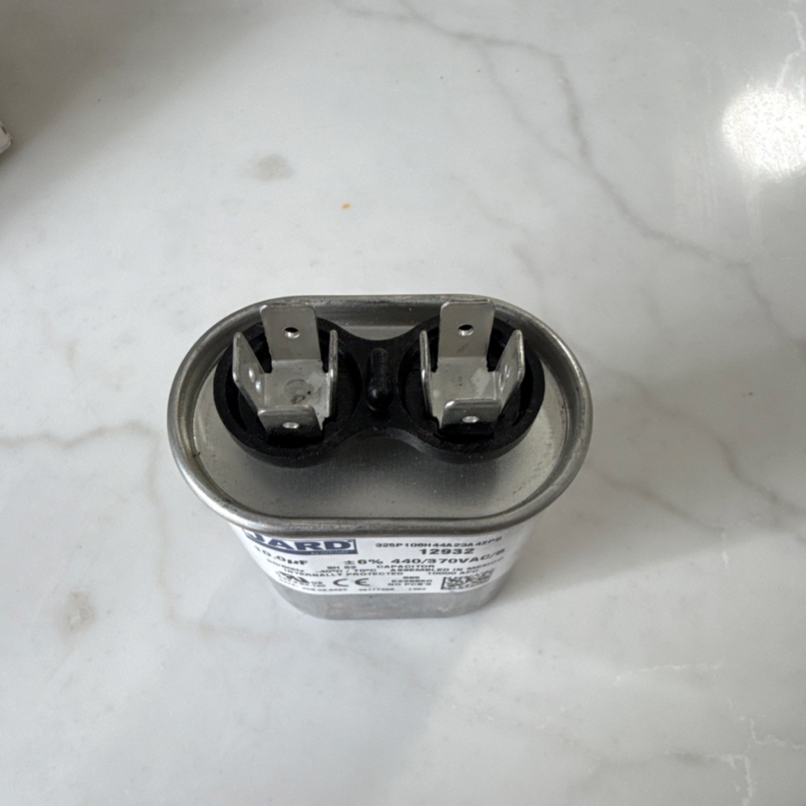 JARD Motor Run Capacitor 12932 325P106H44A23A4ZP9 10.0 MFD 440/370VAC Oval 2023