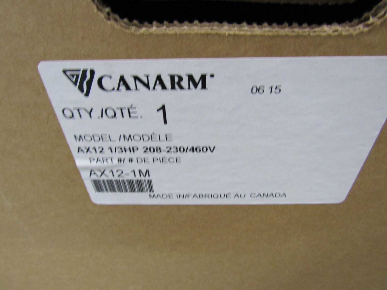 New Canarm AX12-1M 12” Exhaust Fan W/ OSHA Guard 1700 RPM 208-230/460V NIB