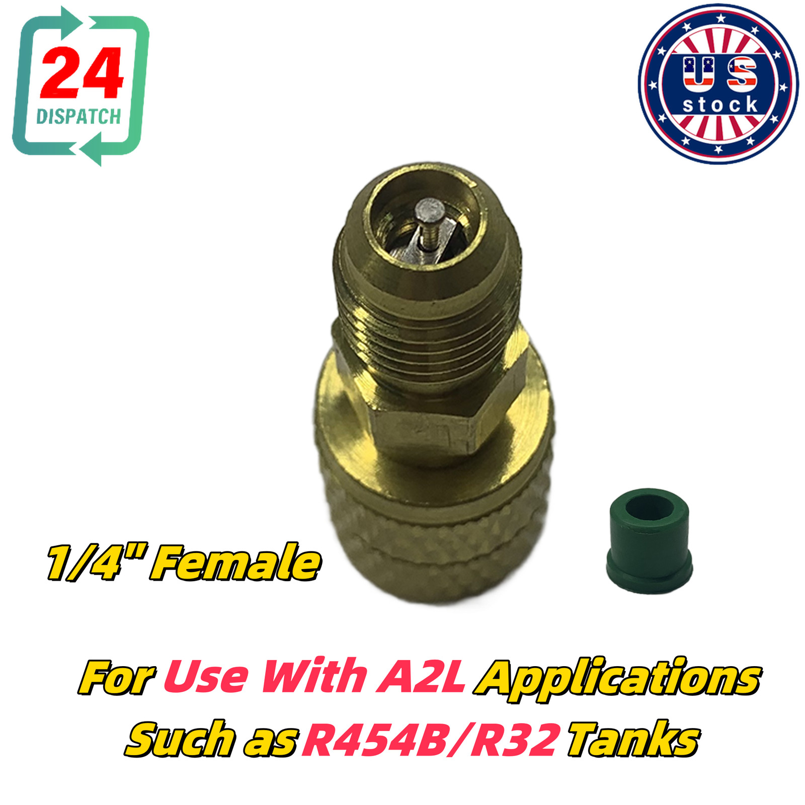 1/4”Female&1/4”Male HVAC R32 Reverse Thread Adapter For A2L R454B/R32 Tanks US