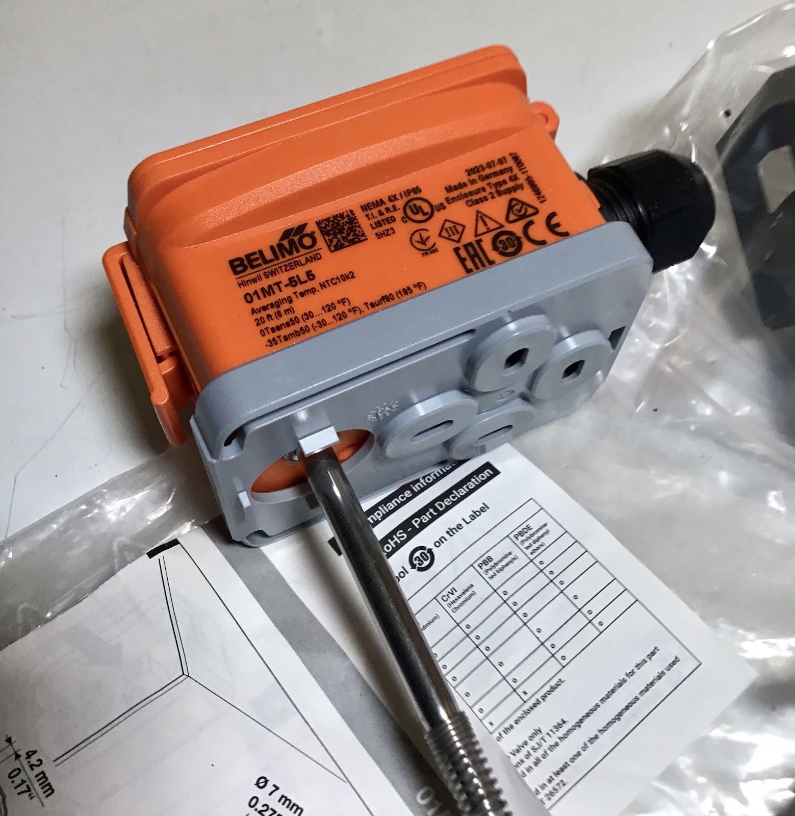 BELIMO 01MT-5L5 DUCT AIR TEMPERATURE SENSOR
