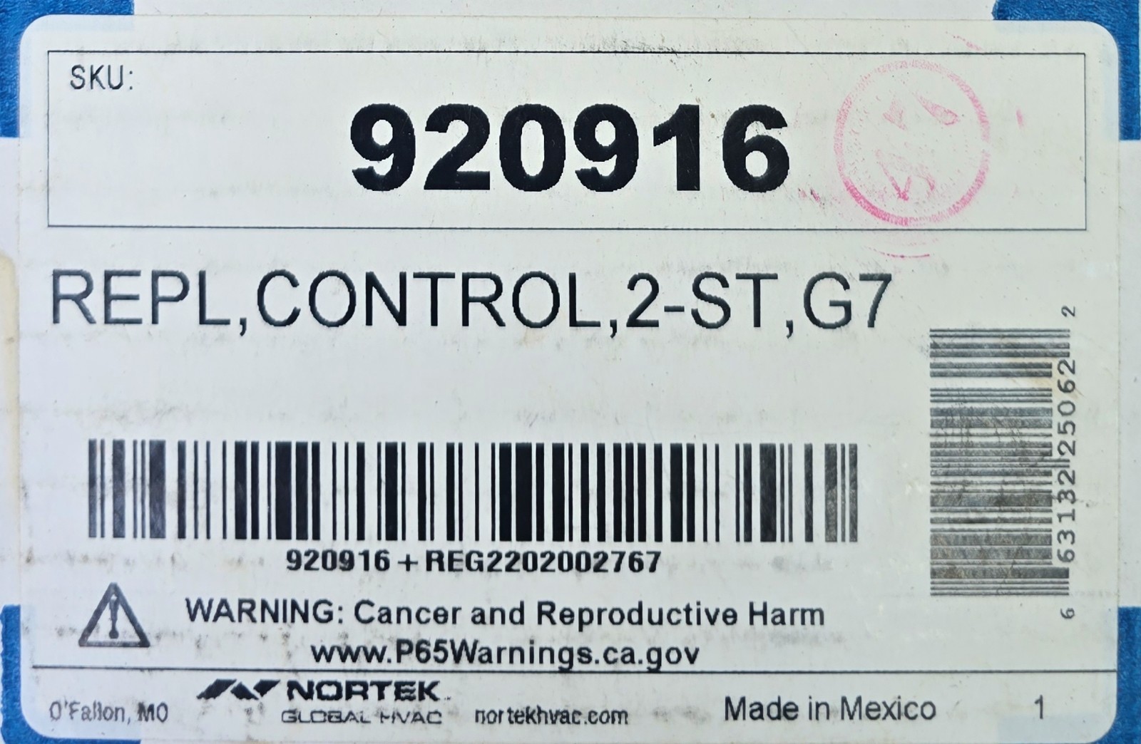 Nordyne 920916A – Furnace Control Board 2-ST,G7