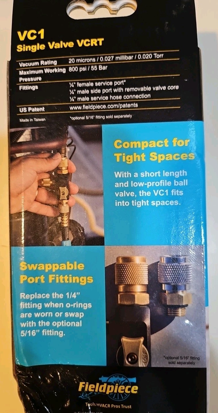 New FIELDPIECE 1/4″ SINGLE VALVE CORE REMOVAL TOOLVC1 Fast Shipping 800 Psi