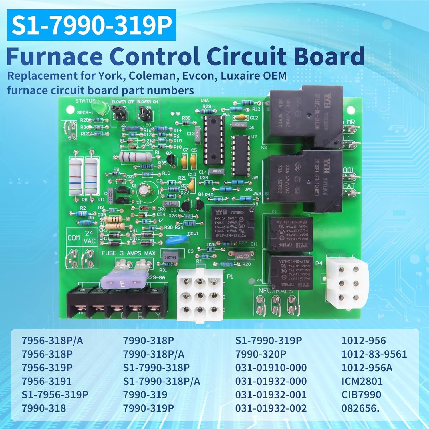Compact Furnace Control Circuit Board for Easy Install – 6 X 4.3 X 1 Inches