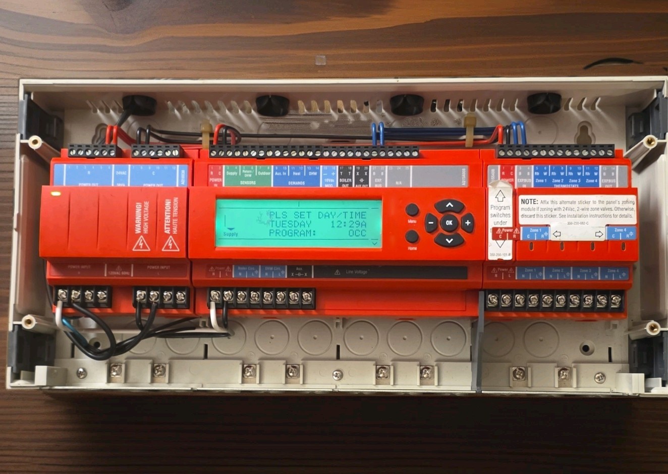 Honeywell AQ25A44B HVAC Control Panel Module w/ LCD Disp. Keypad. RED/BLACK