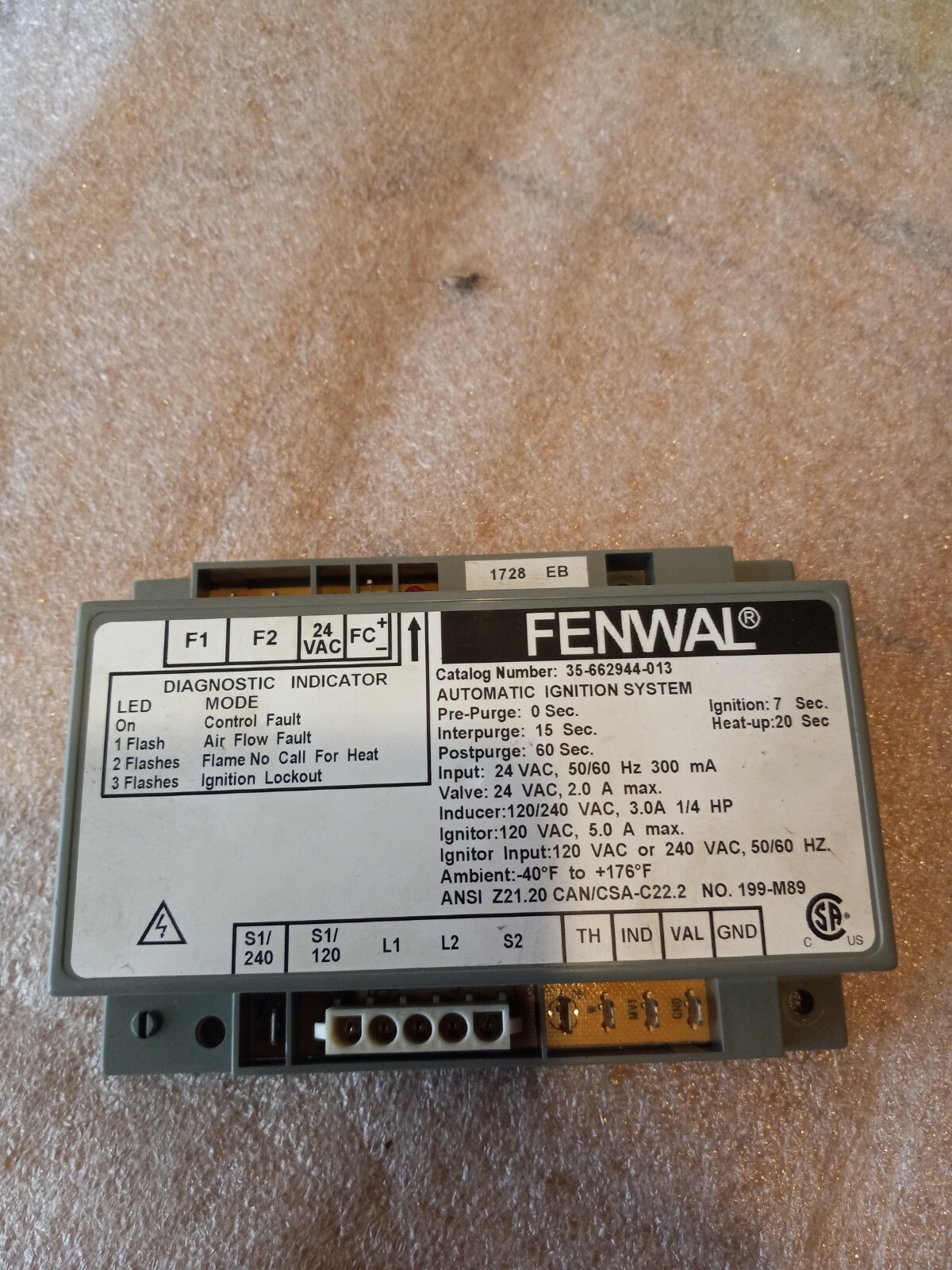 FENWAL 35-662944-013 Automatic Ignition Control Module free shipping