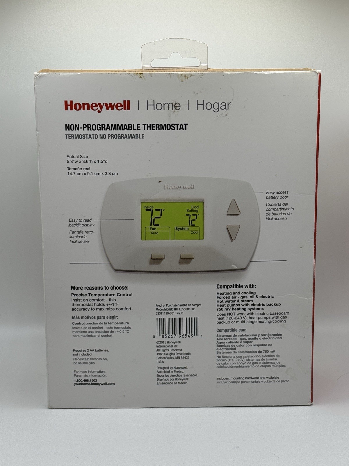 NEW Honeywell RTHL3550d1006 Non Programable Thermostat RTHL3550D Batteries