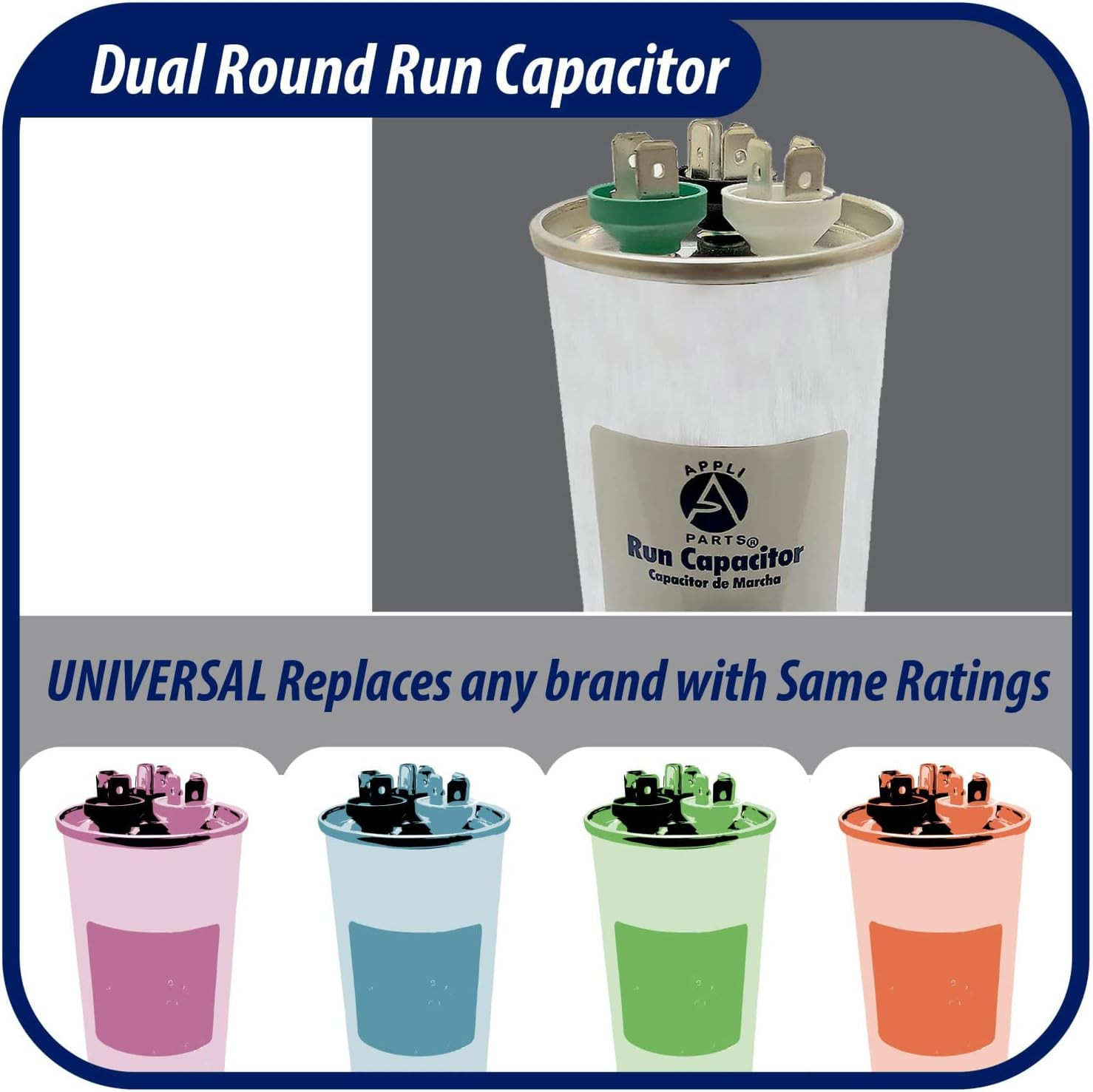 Dual Run Capacitor 40+5 Mfd 370/450 VAC for CON-40/5-450 HVAC