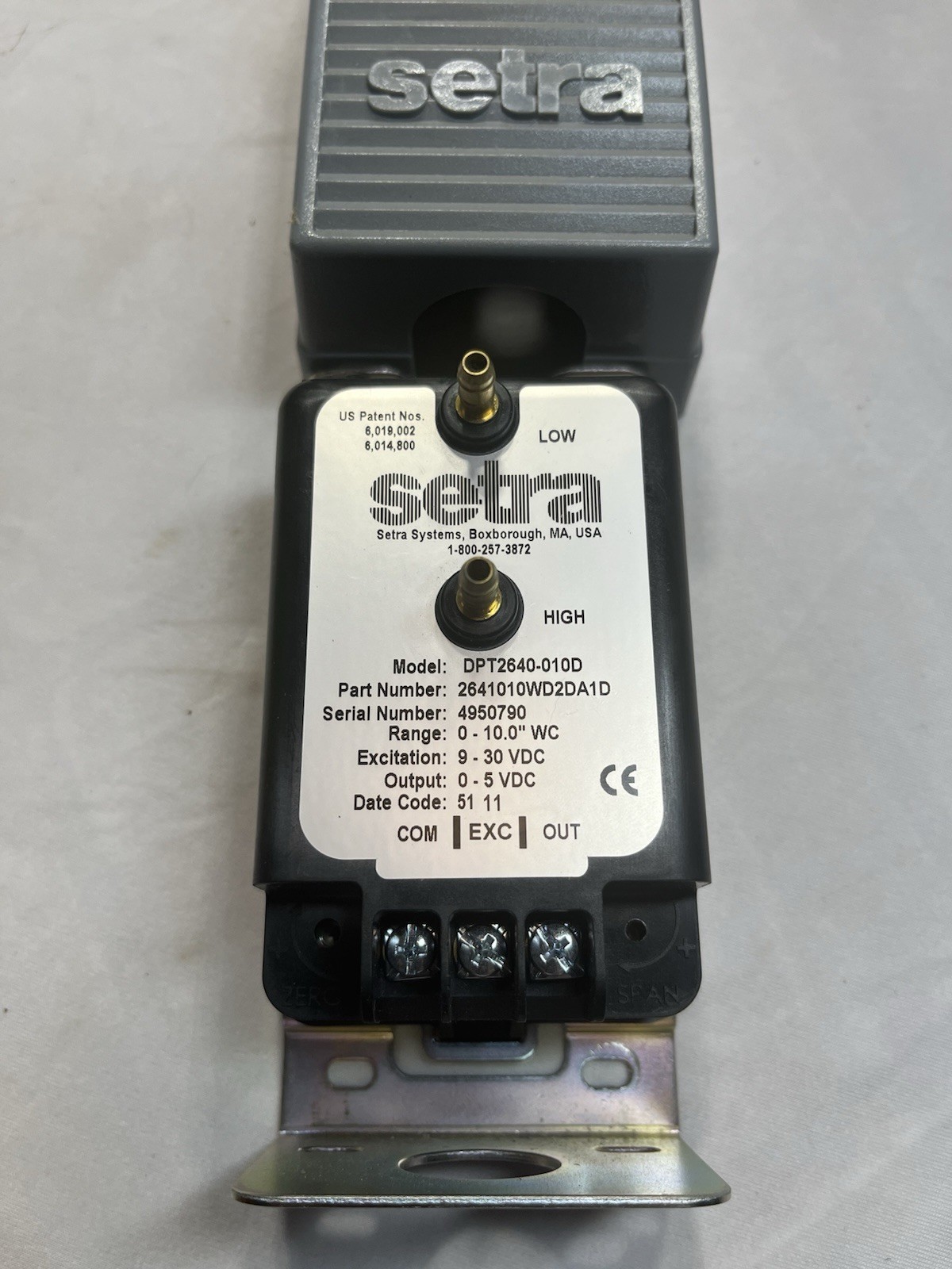 Setra 2641010WD2DA1D, DPT2640-010D, 264 Series Differential Pressure Transmitter