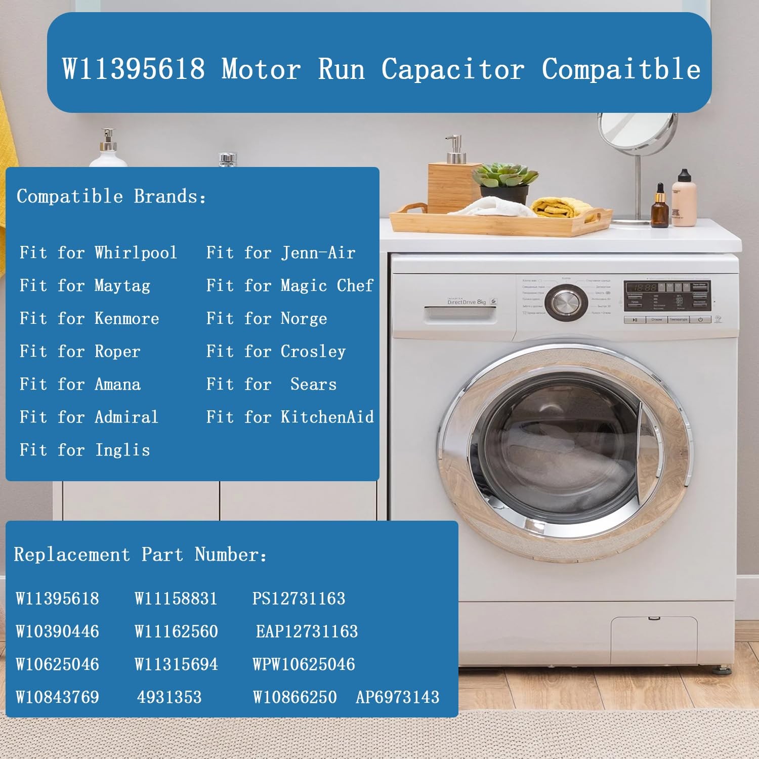 Upgrade W11395618 W10625046 W11162560 Washing Machine Run Capacitor…