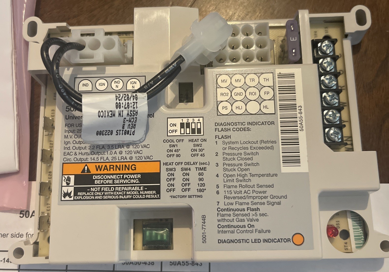 White Rodgers 50A55-843 Universal Integrated Furnace Control