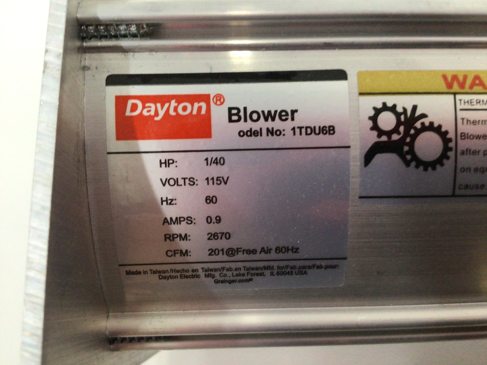 Dayton 1Tdu6 Rectangle Replacement Oem Blower, 201 Cfm, 2-3/8 In Whl Dia, 1