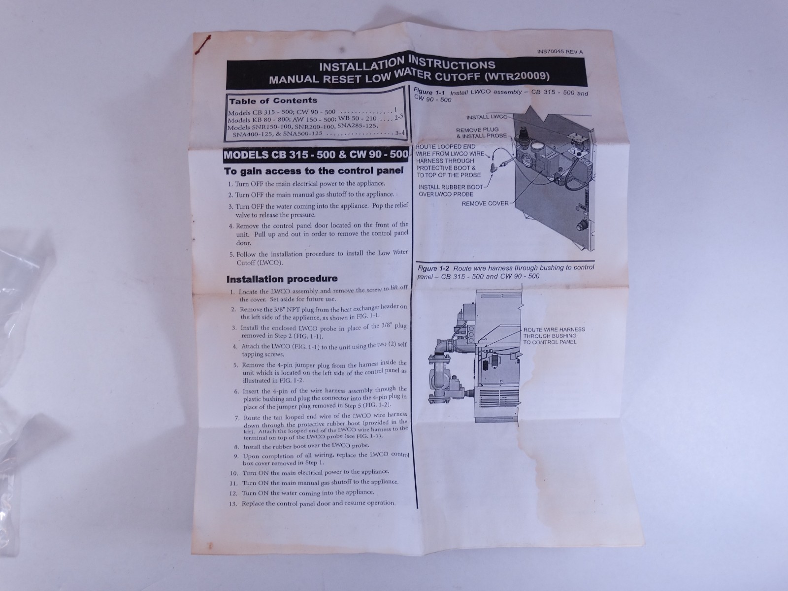 Lochinvar WTR20009 Low Water Cut-Off With Manual Reset, 24 Vac, 3/8¨ NPT Probe