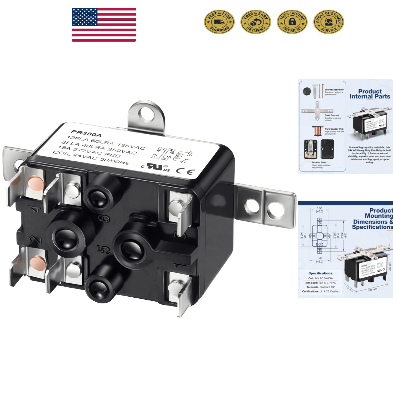 Compact 24V SPST Automatic Fan Relay – Reliable Solution for HVAC and Appliance