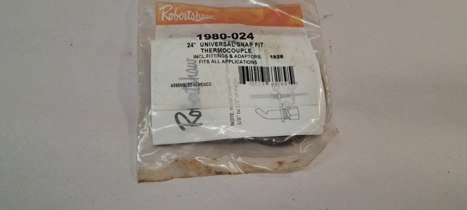 ROBERTSHAW 1980-024 Thermocouple, 24 in Cable, 25 to 30mV 12Z426