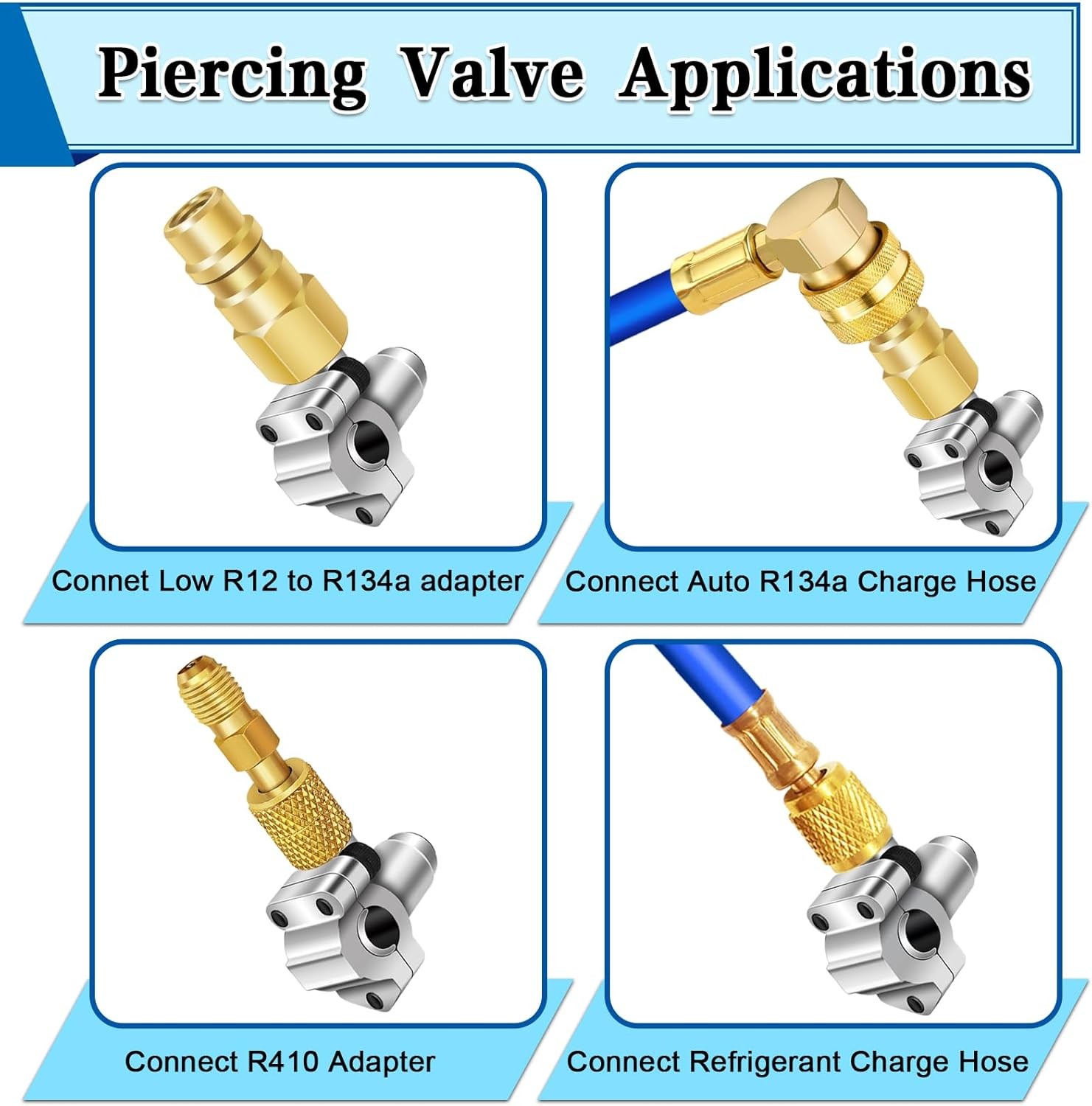 A/C Retrofit Valve Kit-Refrigerant Set, Silver/Gold–1 pack