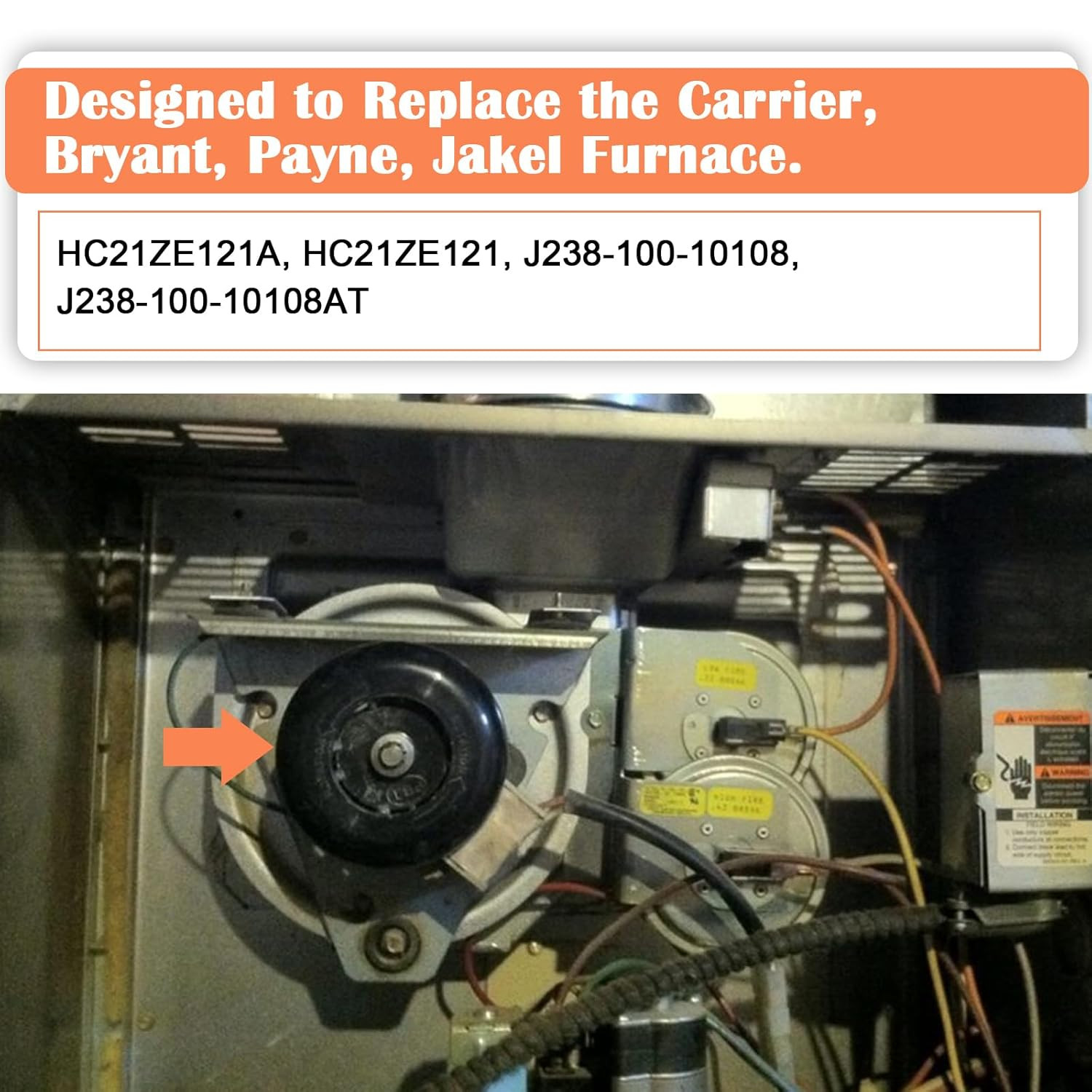 J238-100-10108 HC21ZE121A Furnace Draft Inducer Blower Motor Assembly for Jakel
