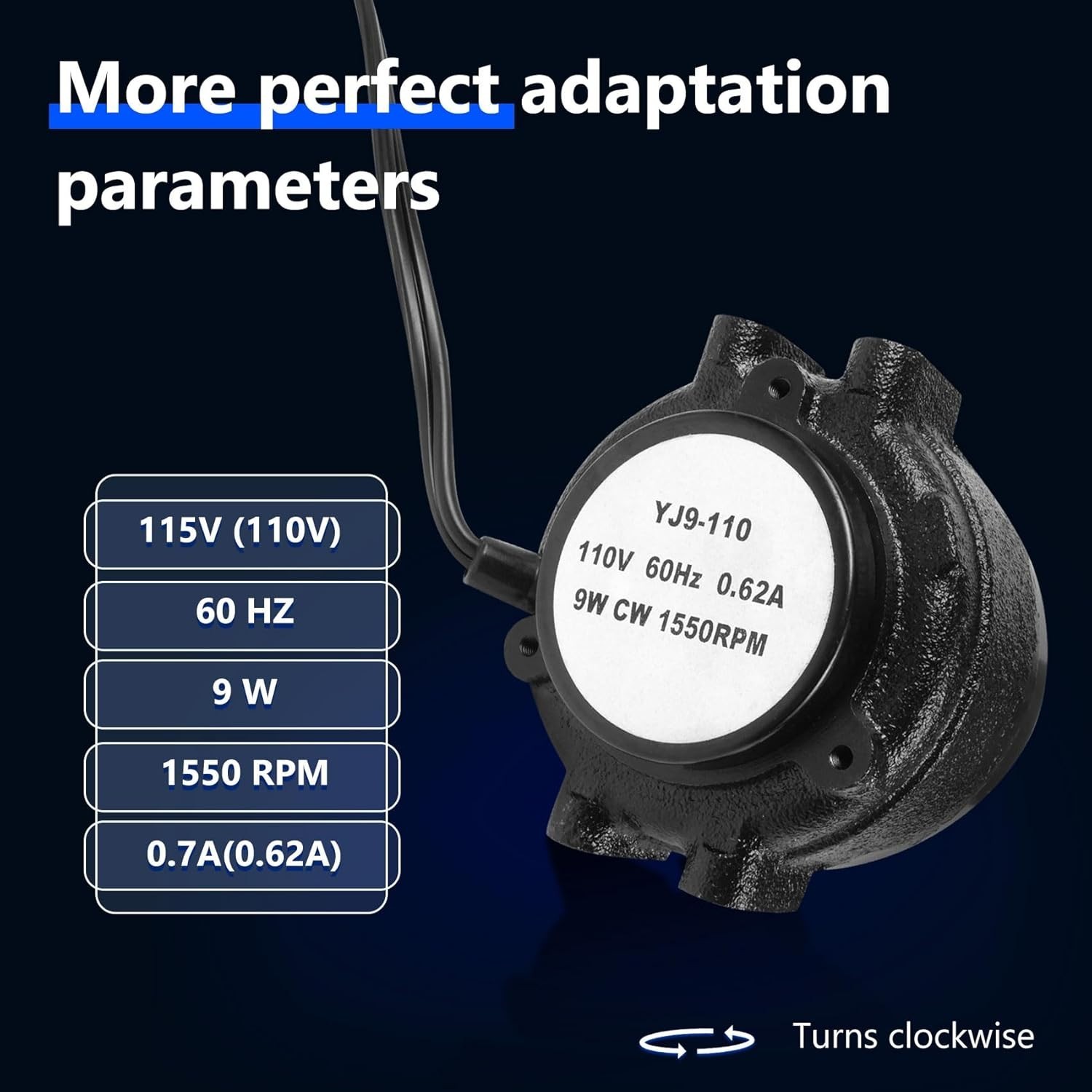 115V 9W Condenser Fan Motor 1550 RPM for AC, Coolers, EM, GDM, TMC, TSS