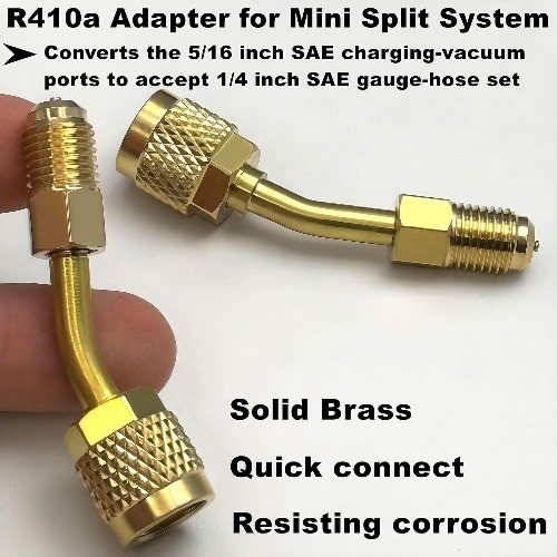 Adapter for Mini Split System, 5/16 inches SAE Female to 1/4 inches SAE Male Fla