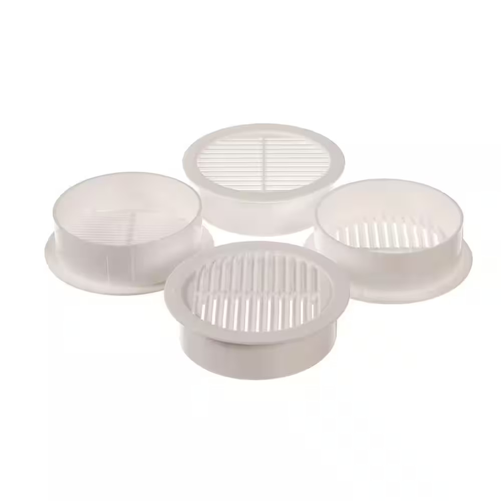 Master Flow Soffit Vent Wall Louver 3 Inch Round White Resin Vent 4 Pack