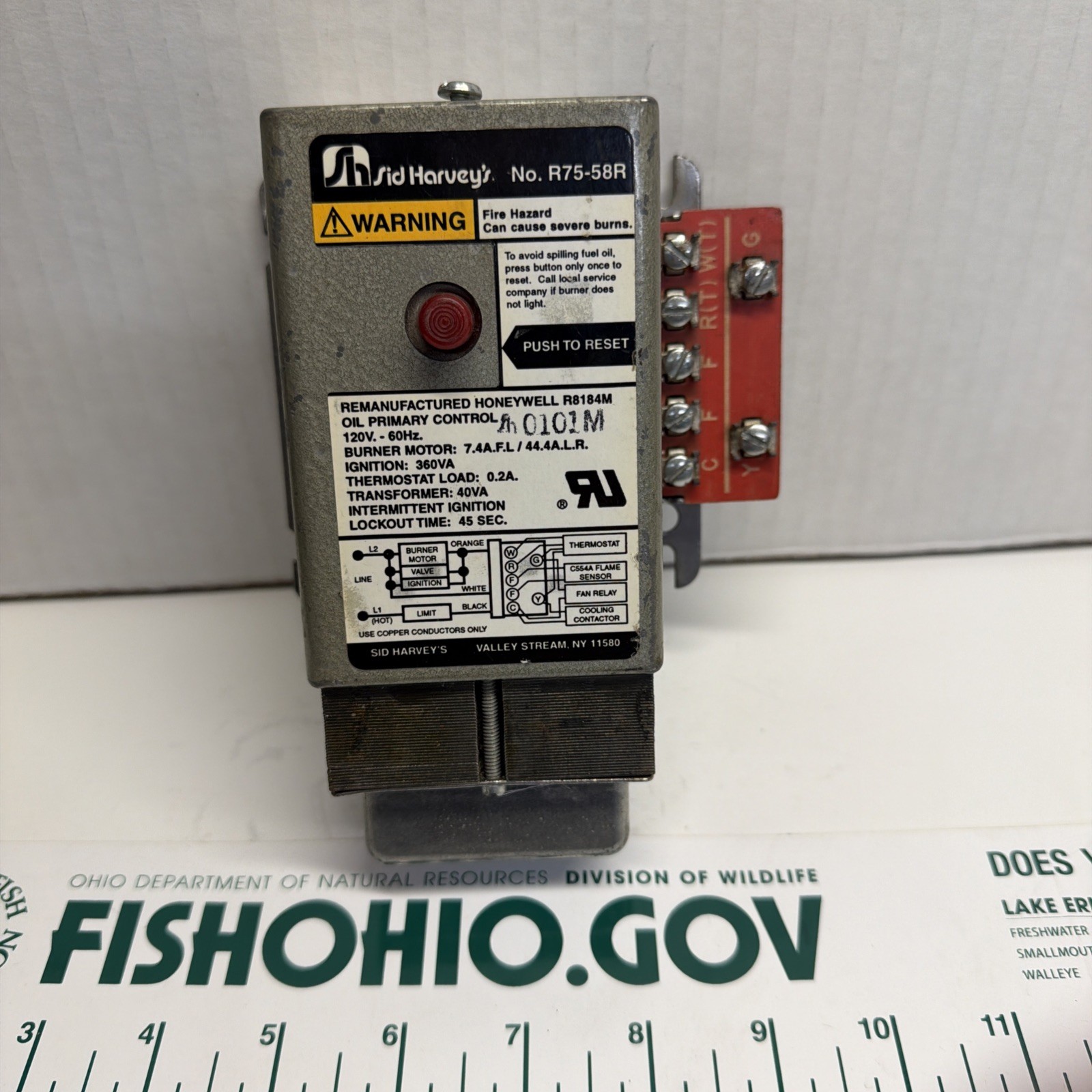 SID HARVEYS R75-58R OIL PRIMARY CONTROL HONEYWELL R8184M