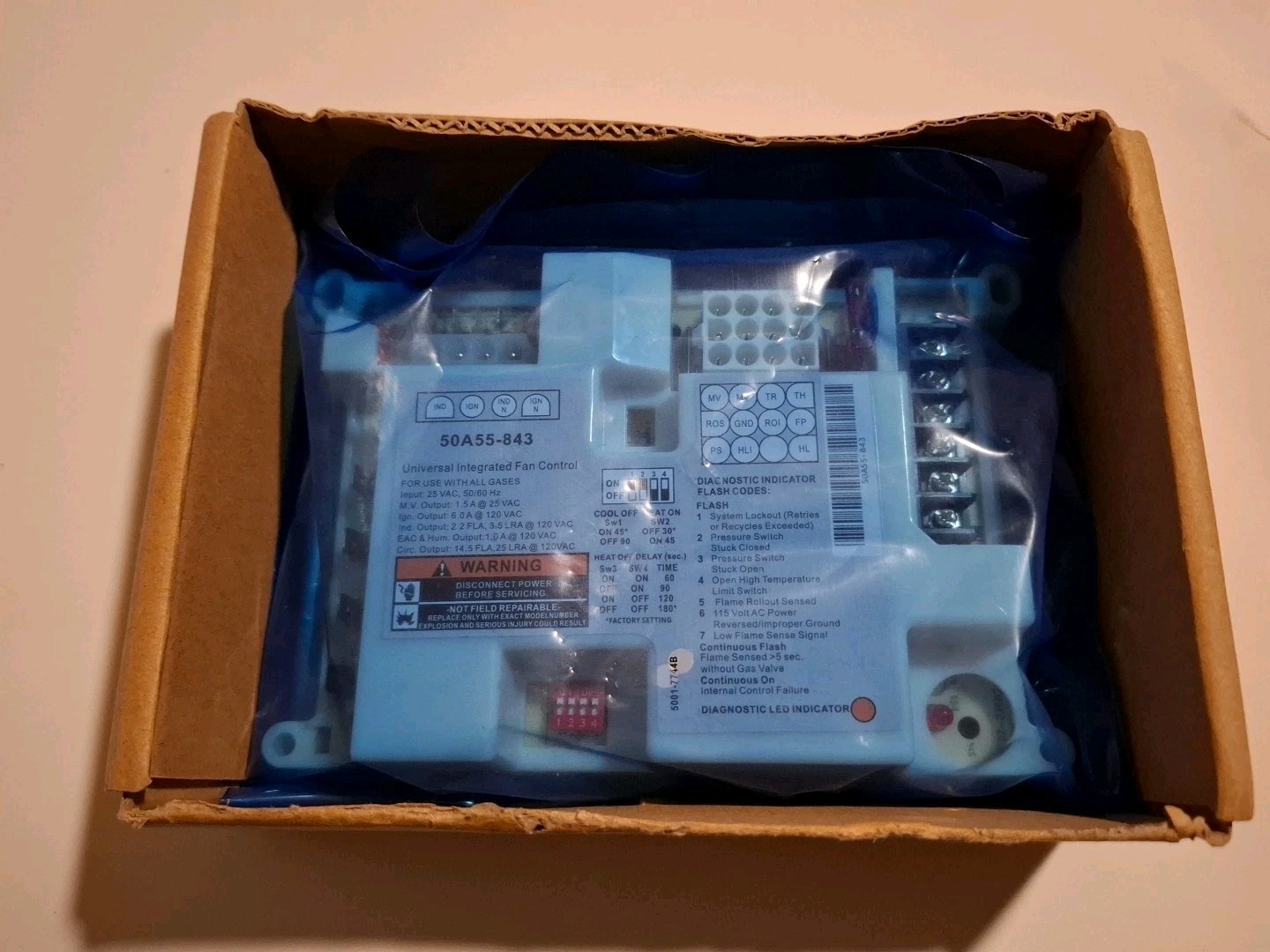 Universal Integrated Furnace Fan Control Board for White-Rodgers 50A55-843