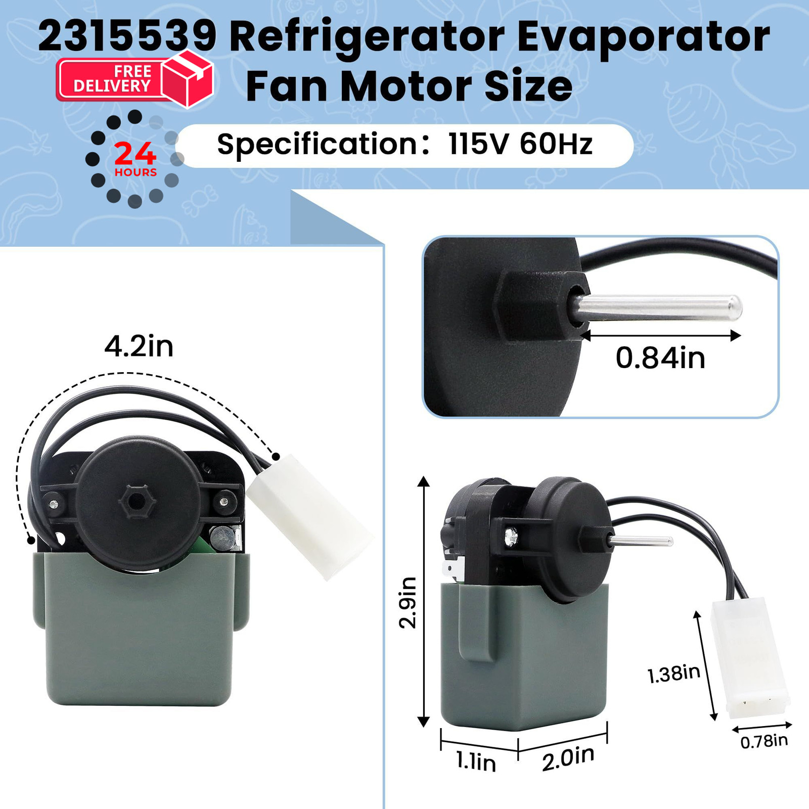 2315539 Refrigerator Evaporator Fan Motor by AMI PARTS -115 V,60 Hz-Replaces…