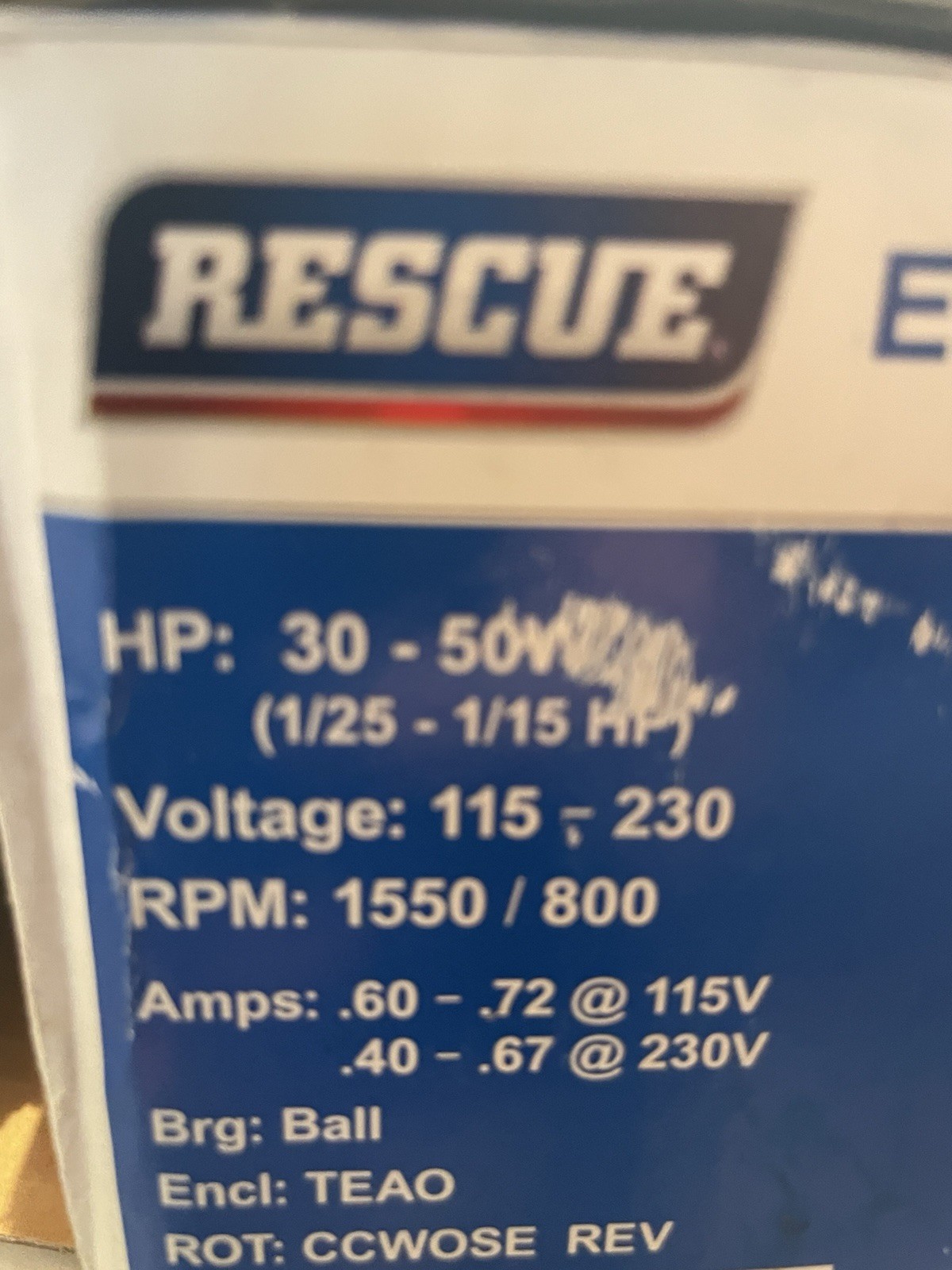 Rescue EC5408E ECM Evaporator Motor 115-230V 2-Speed TEAO Reversible IP67