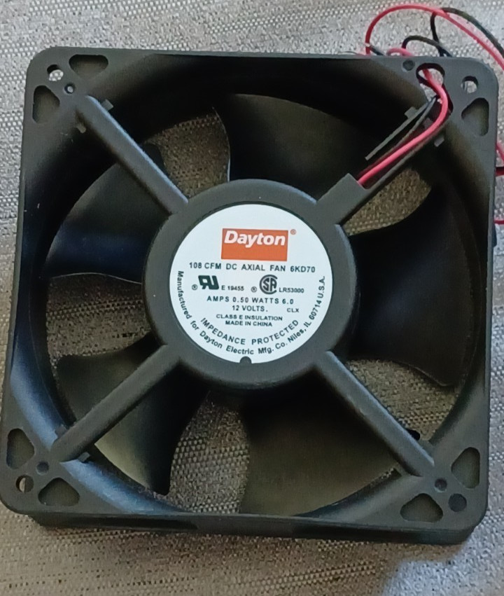 Dayton 6KD70 Axial Fan, Square, 12V Dc, – Phase, Pbt Plastic, 4 11/16 In W.