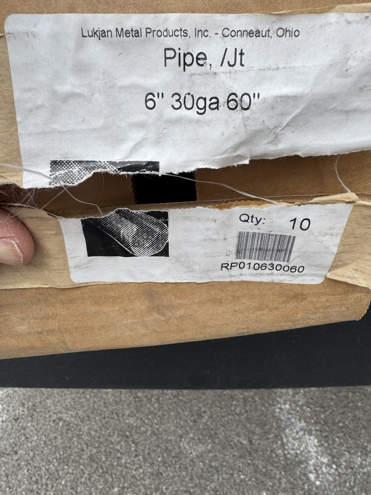 Box Of 10 Count 6″ x 60″ 30 Gauge Galvanized Duct Pipe.