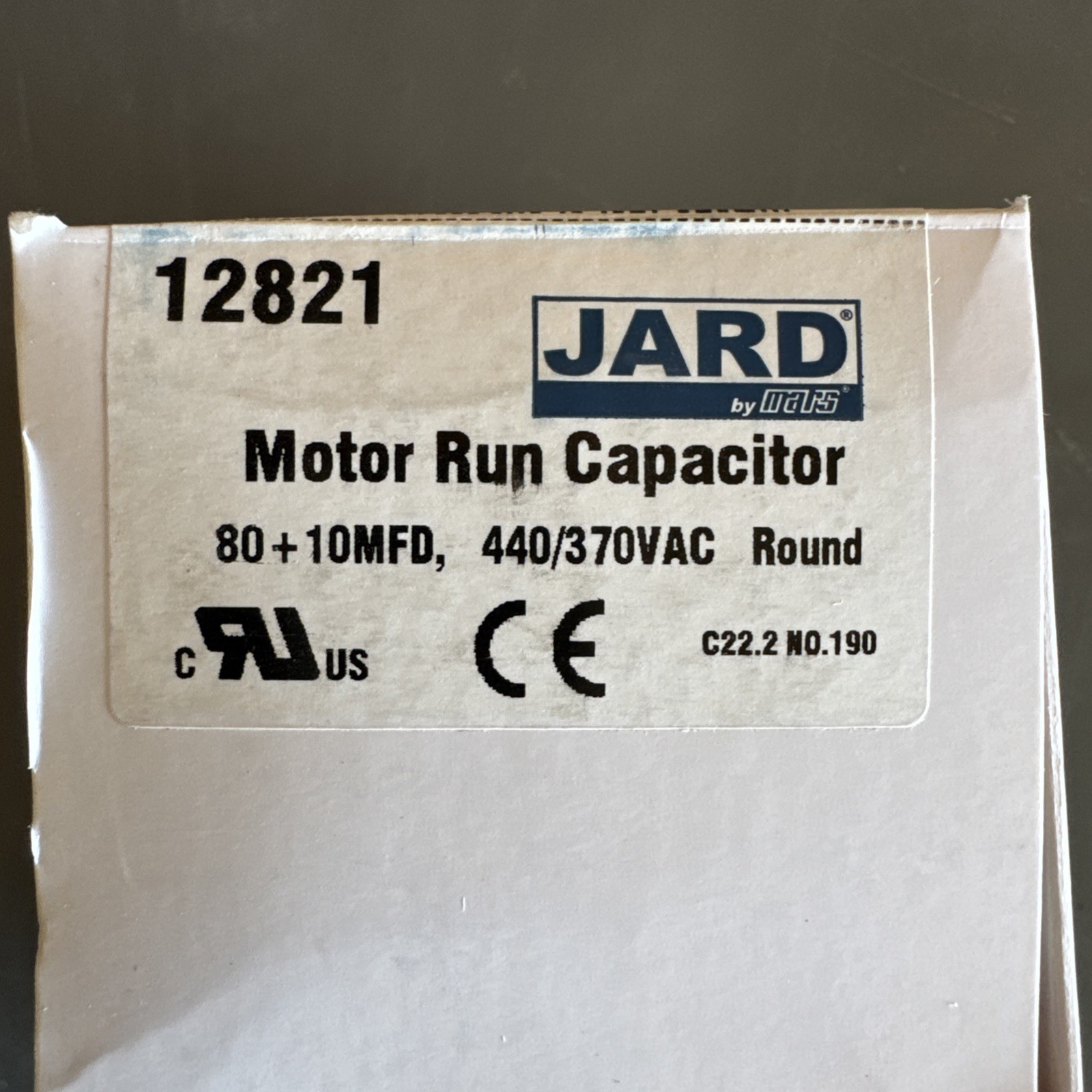 MARS 12821 80 + 10MFD 440V Rnd Run Cap. 80/10MFD 440V Rnd Run Cap