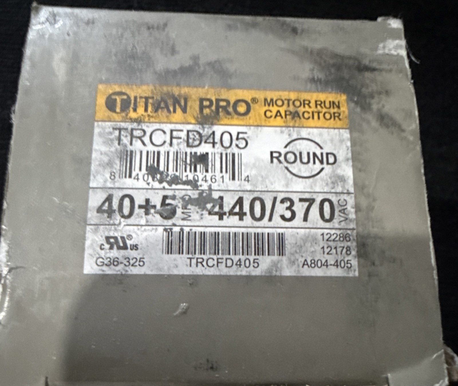 Titan Pro TRCFD405 Motor Run Capacitor 40+5 MFD 440/370 VAC Round