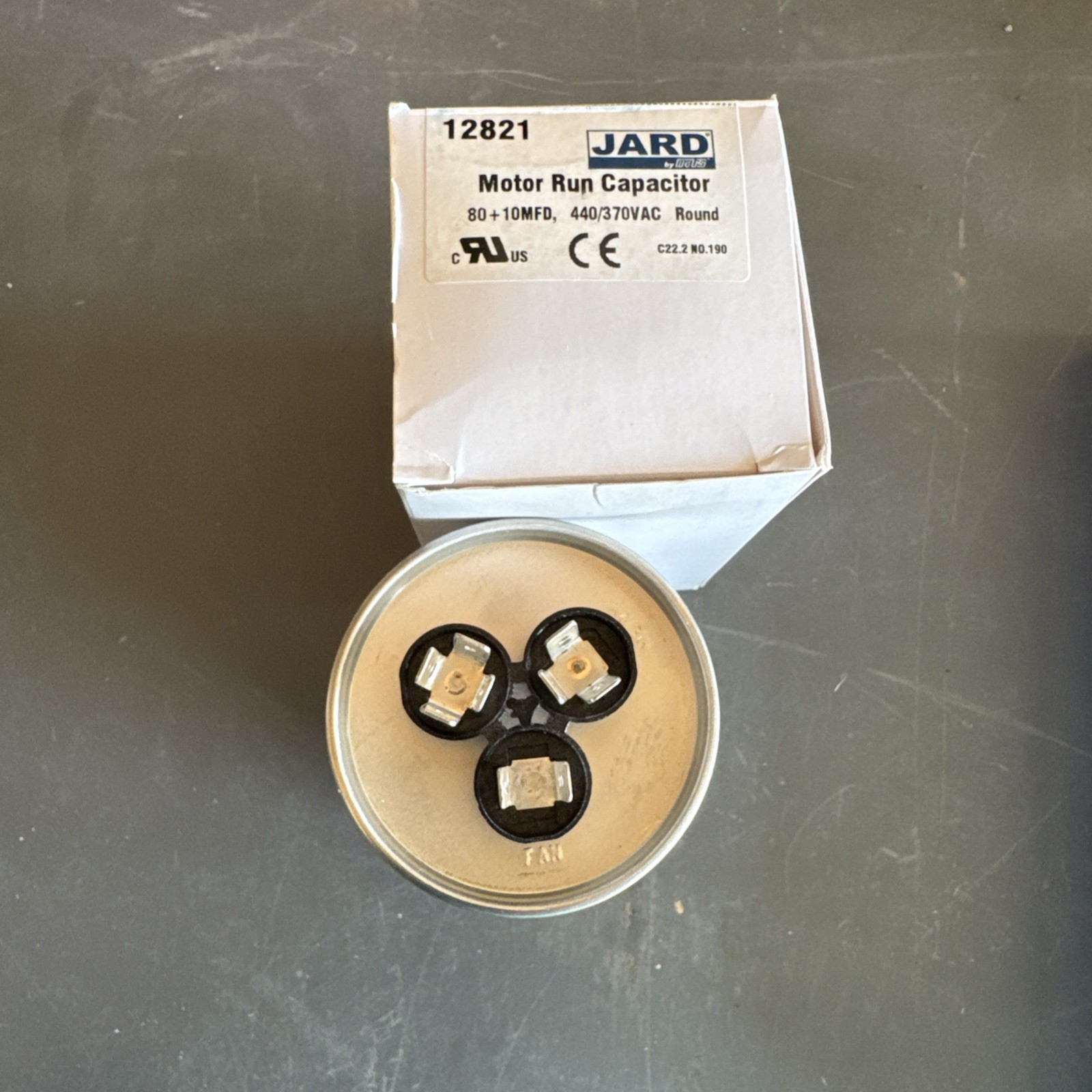 MARS 12821 80 + 10MFD 440V Rnd Run Cap. 80/10MFD 440V Rnd Run Cap