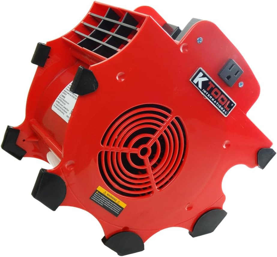 300 CFM Floor Blower Fan – 3 Speed, Indoor/Outdoor, Red Utility Fan