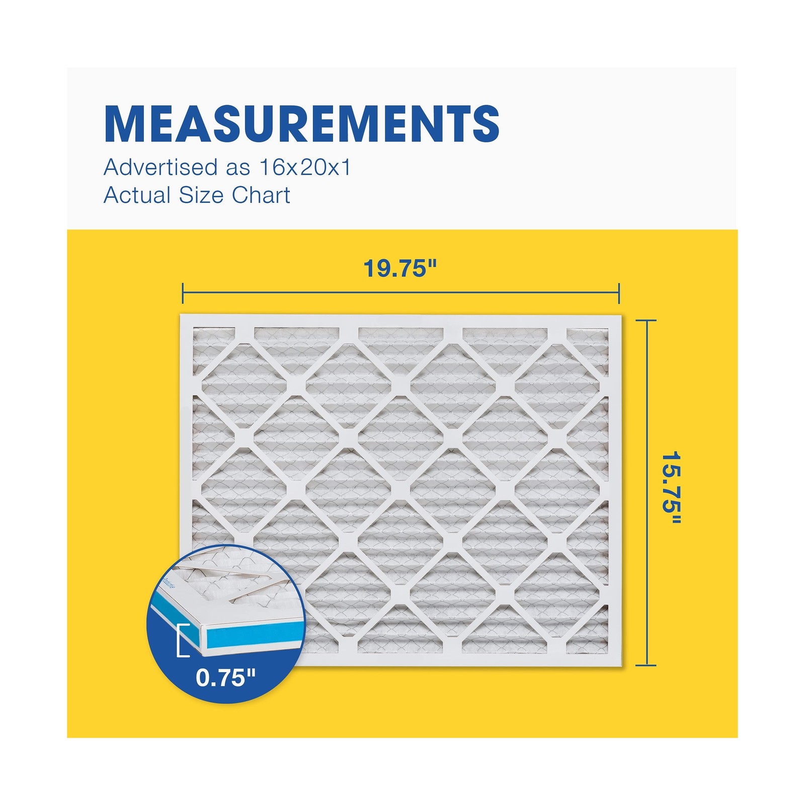 Aerostar 16x20x1 MERV 13 Air Filter, 6 Count, ACTUAL SIZE (15.50 x 19.50 x 0….