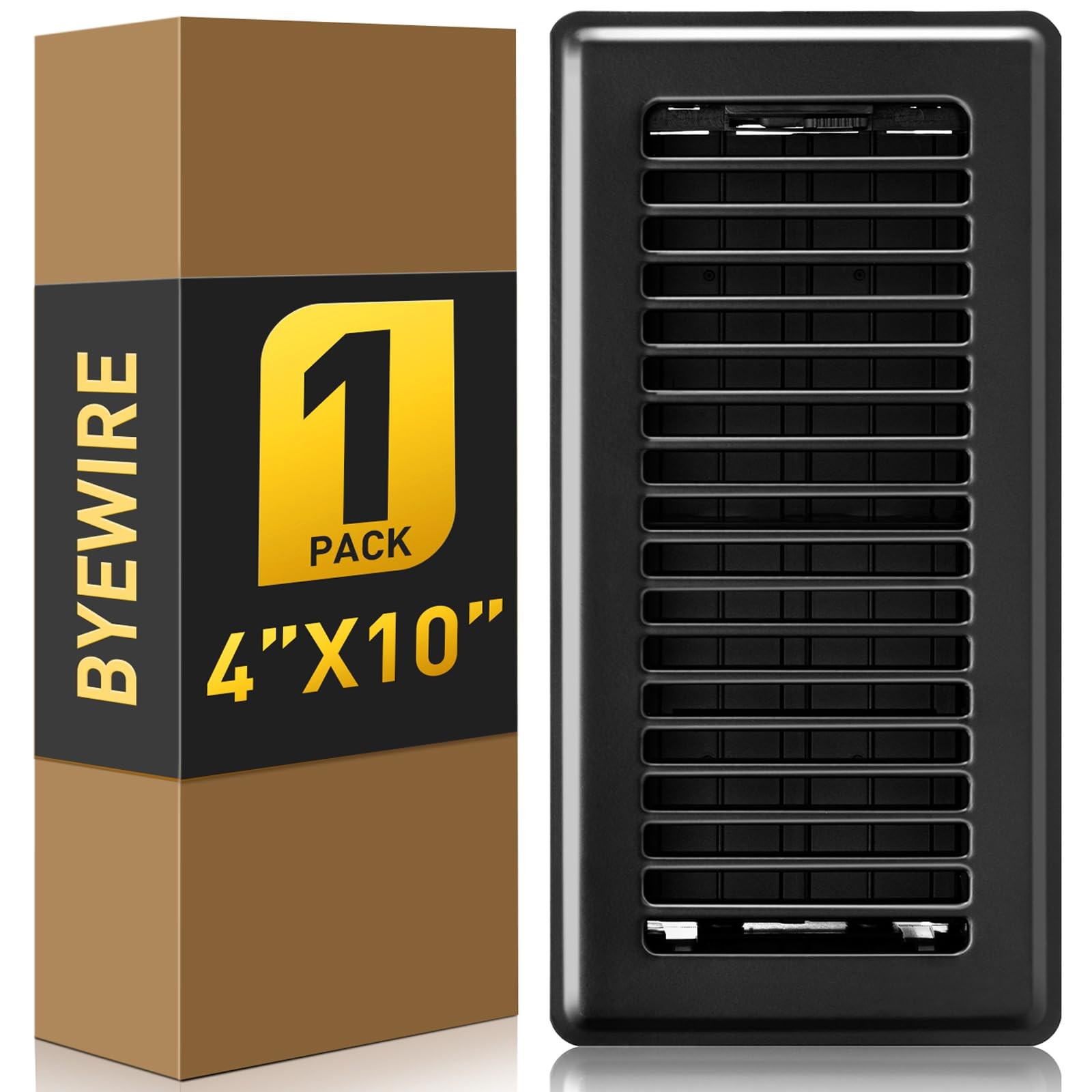 4×10 Floor Register, Black 4” X 10” 1 Pack, X 1 Pack