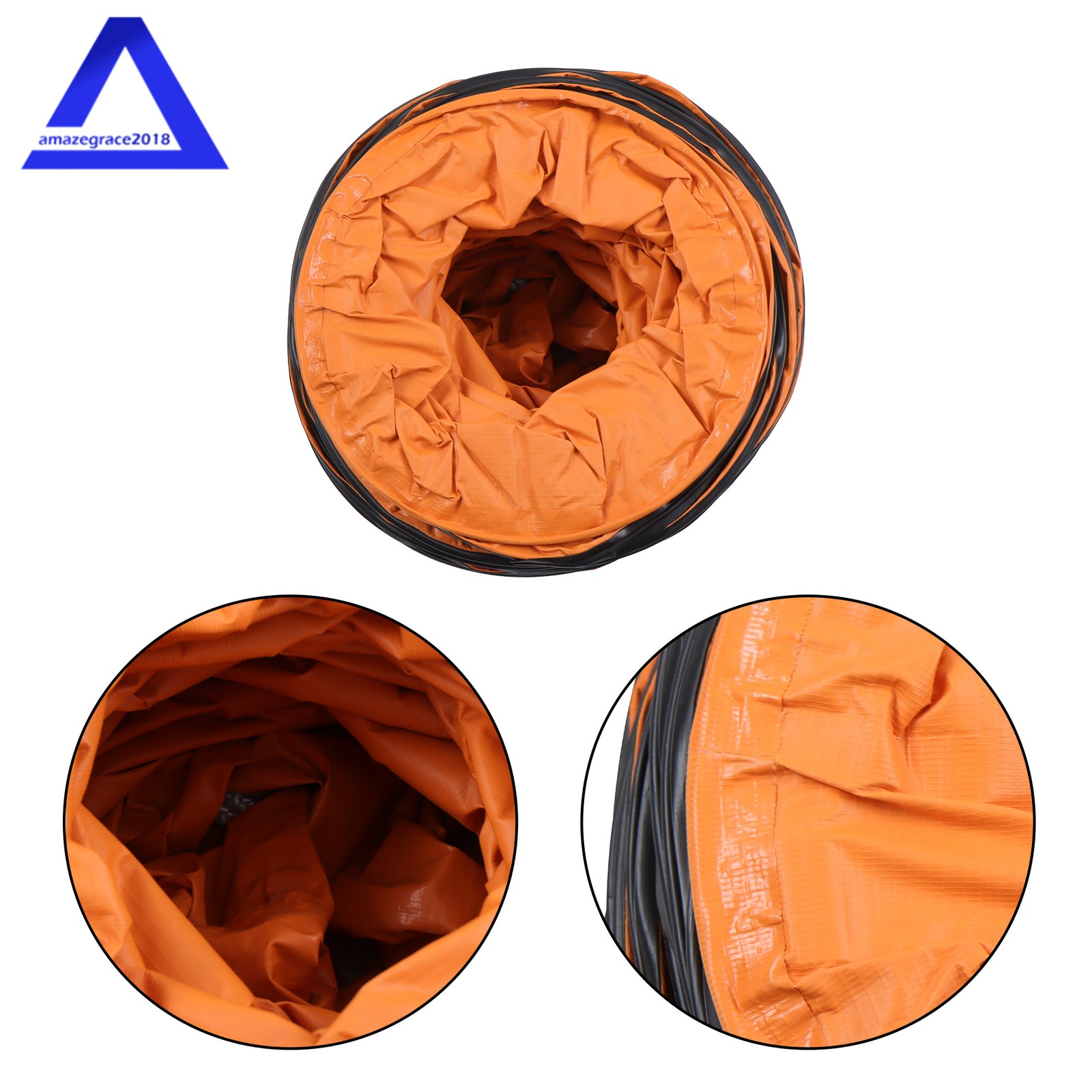 PVC Flexible Duct Hose for Ventilator Blower Fan w/ Rope & D-Ring 12″ × 32FT