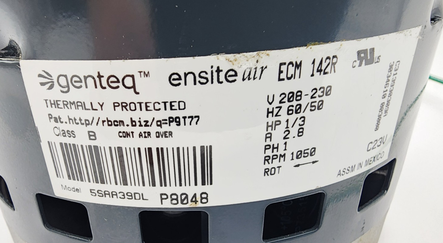 Genteq Ensite Air 5SAA39DL P8048 MOT19583 60/50 HZ 1/3 HP Drive Blower Motor