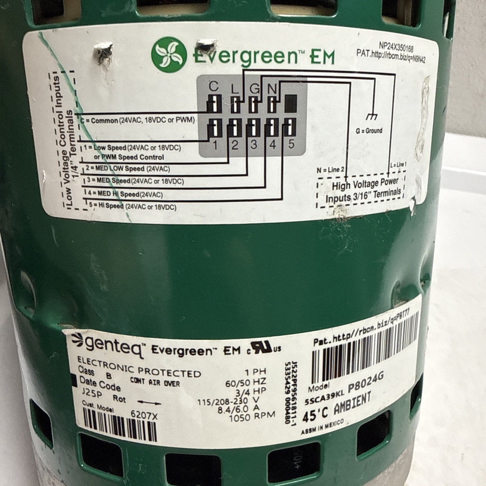 Genteq evergreen 5SCA39KLP8024G NF10 3/4 HP