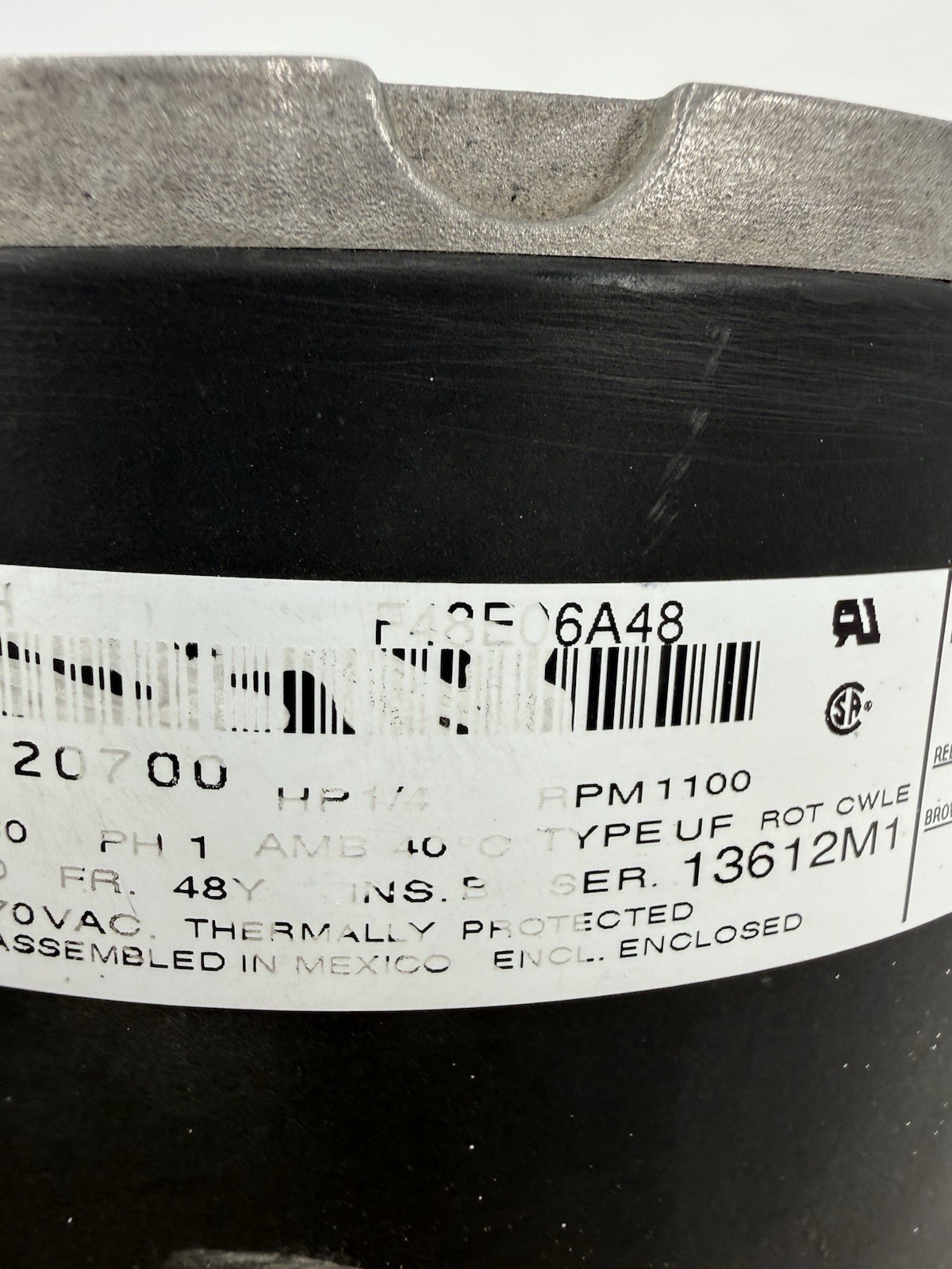 A.O.Smith F48E06A48 1/4 HP 208-230 V 1100 RPM Condenser FAN MOTOR 024-26020-000