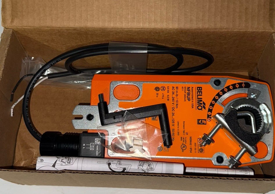 NEW BELIMO NFBUP REVERSIBLE DAMPER ACTUATOR 90IN-LB SPRING RETURN 24VAC/DC 240V