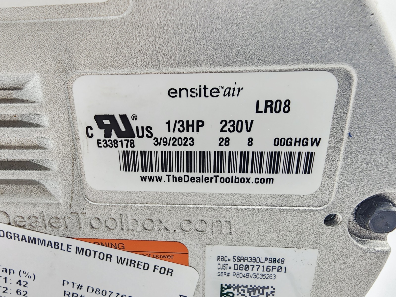 Genteq Ensite Air 5SAA39DL P8048 MOT19583 60/50 HZ 1/3 HP Drive Blower Motor