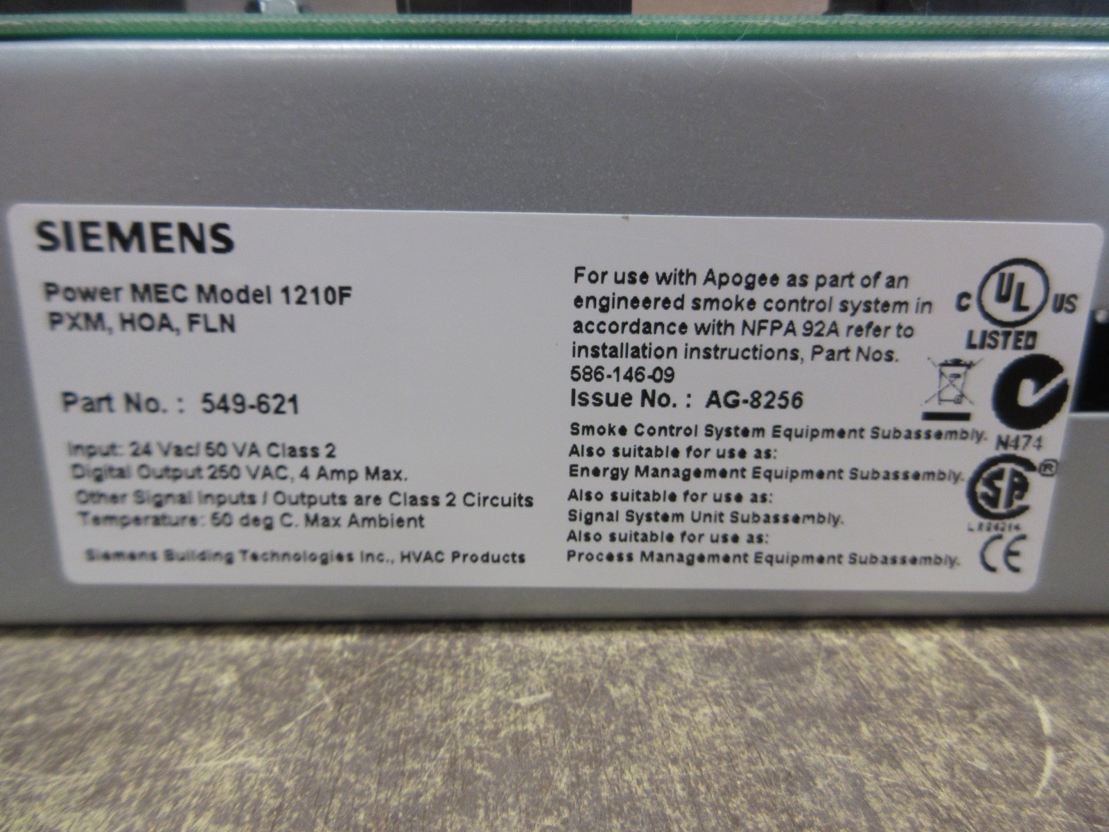 Siemens Model 1210F Power MEC 549-621 PXM, HOA, FLN Used
